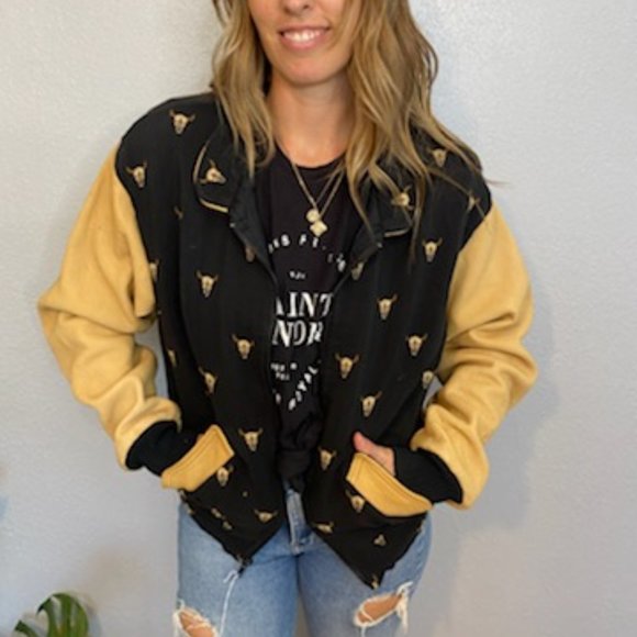90s Cow Skull Montana Coat Co Bomber Jacket - Picture 1 of 6